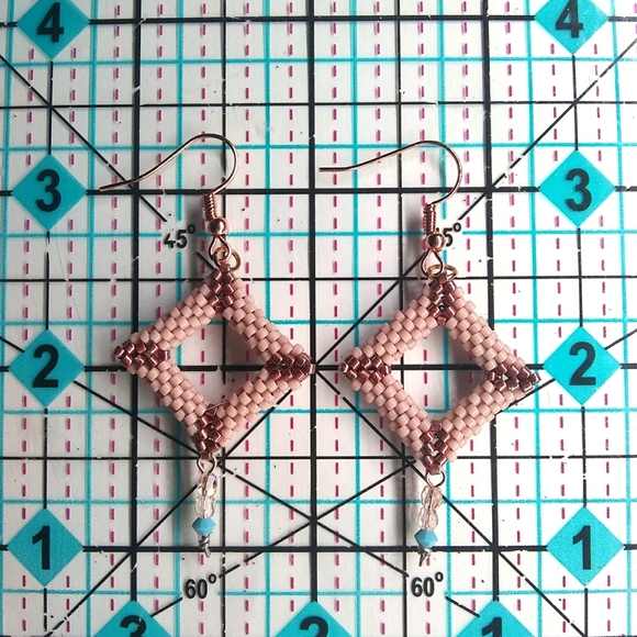 JRW Swarovski Rose Gold Turquoise Beaded Earrings - Picture 3 of 8